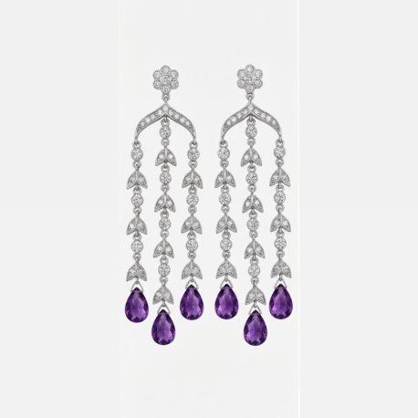 SILVER 925 DANGLING PURPLE CRYSTAL