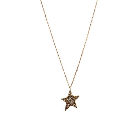 NECKLACE STAR  PINK GOLD K18 WITH BROWN DIAMONDS