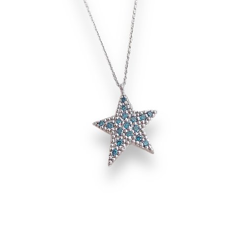 NECKLACE K18 WHITE GOLD BRILLIANT STAR