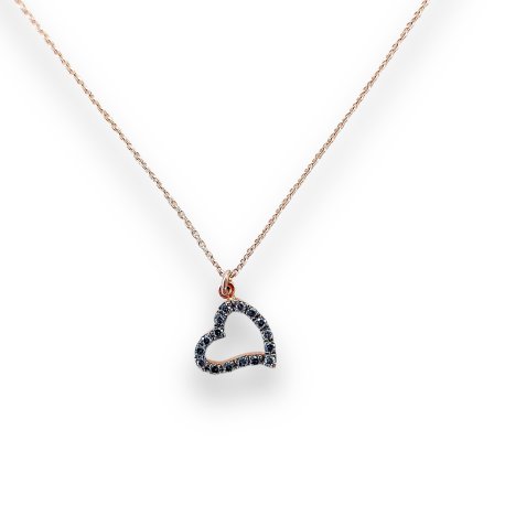 NECKLACE HEART ROSE GOLD WITH DIAMONDS