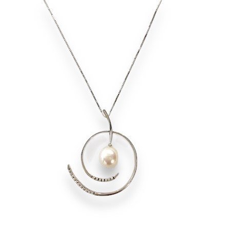 Necklace white gold 18ct with diamonds