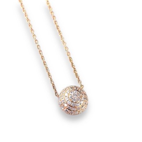NECKLACE PINK GOLD K18 WITH DIAMONDS AND CHAIN