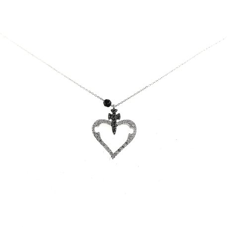 NECKLACE HEART WHITE GOLD K14
