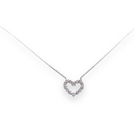 NECKLACE HEART WHITE GOLD K18 WITH DIAMONDS