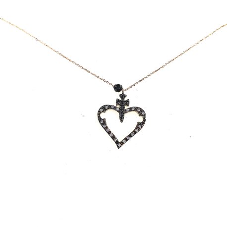 NECKLACE HEART PINK GOLD K14
