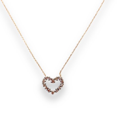 NECKLACE HEART ROSE GOLD K18 WITH DIAMONDS