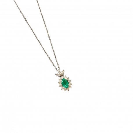 Necklace with Emerald and Brilliants 18ct VVS1/H