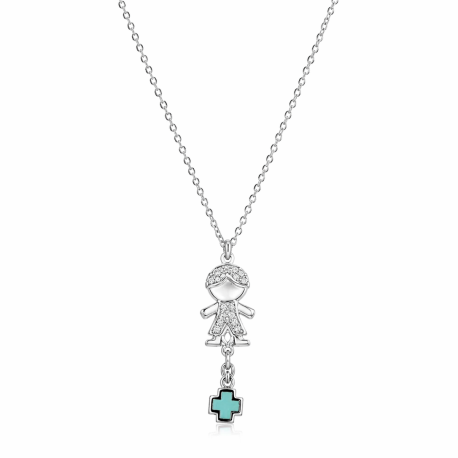 NECKLACE K14 CHILD CROSS ENAMEL