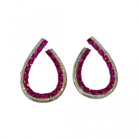 Earrings silver 925 fuschia