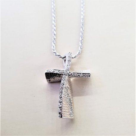 CROSS WHITE GOLD K14 WITH CHAIN