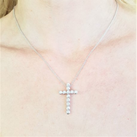 CROSS WHITE GOLD WITH DIAMONDS K18