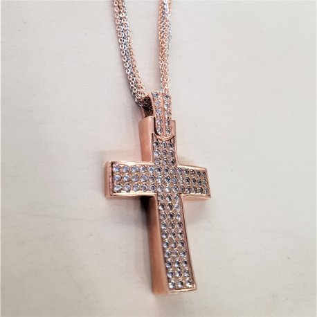 CROSS PINK GOLD WITH 6 CHAINS AND ZIRCON STONES K14