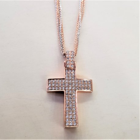 CROSS PINK GOLD WITH 6 CHAINS AND ZIRCON STONES K14